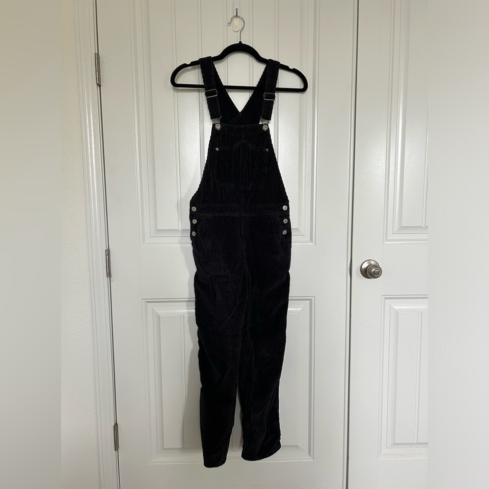 Old Navy Navy Slouchy Straight Button-Fly Corduroy Workwear Overalls - 2 Petite